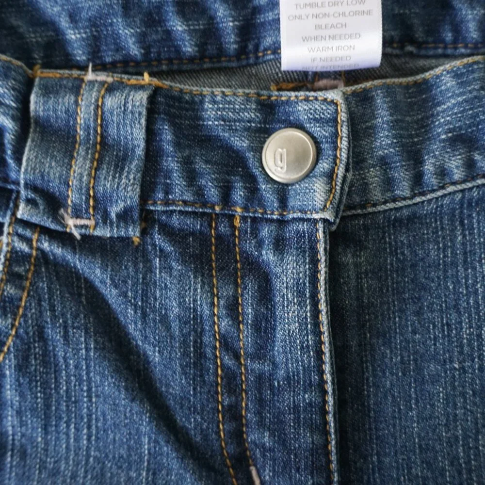 NEW Gymboree Y2K Embroidered Heart Denim Capri Jeans Ribbon Accent Blue Girls‎ 4